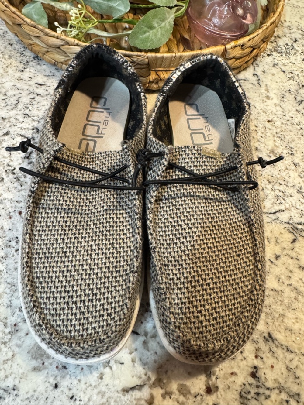 Hey Dude Women’s Wendy Woven Houndstooth Slip-On Loafers - Black & Tan